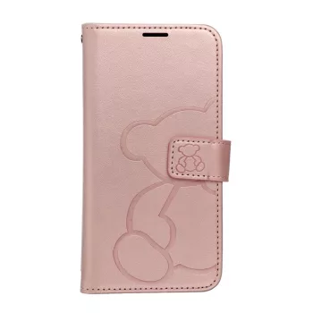 MEZZO Book case Apple iPhone 16e teddy bear tok, rozéarany