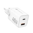 FORCELL F-ENERGY Mini GaN III VT-36 hálózati töltő with 1 x Type C + 1x USB A sockets, PD QC4.0 45W, fehér