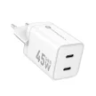 FORCELL F-ENERGY Mini GaN III VT-36B hálózati töltő with 2 x Type C sockets, PD QC4.0 45W, fehér