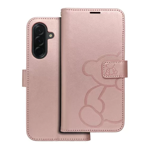 MEZZO Book case SAMSUNG GALAXY A36 5G teddy bear tok, rozéarany