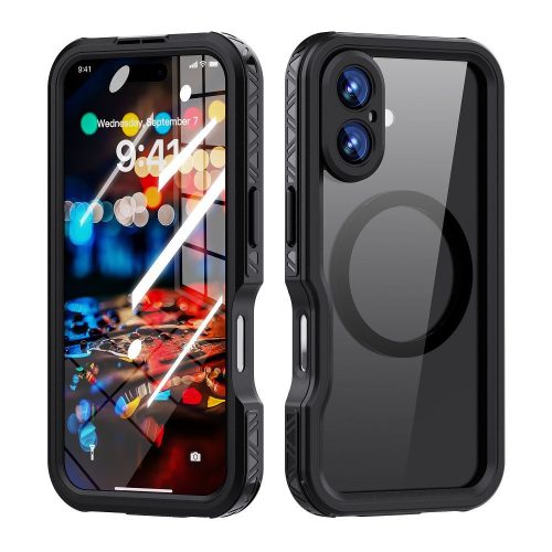 Waterproof case SHELLBOX GT MagSafe iPhone 16 tok, fekete