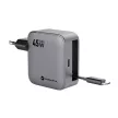 FORCELL F-ENERGY GaN III VT-R5 hálózati töltő, kihúzható kábel Type C and Type C charging port PD QC4.0 3A 45W , szürke