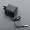 FORCELL F-ENERGY GaN III VT-R7 hálózati töltő kihúzható kábel Type C and 1x Type C, 1x USB A charging ports PD QC4.0 3A 70W , szürke