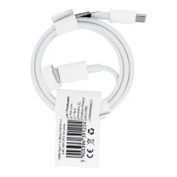USB-C - Micro USB QC3.0 2.4A, 18W C972, 1m, kábel, fehér