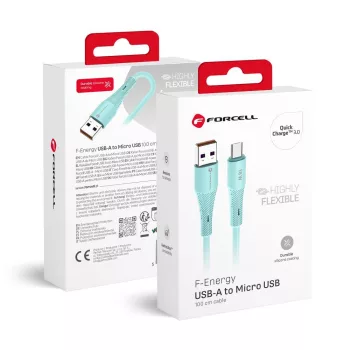   FORCELL F-ENERGY C341 USB-A - Micro USB QC3.0 2.4A, 18W Silicone, 1m, kábel, kék