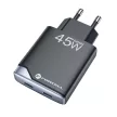 FORCELL F-ENERGY GaN III B245201(2C) Ultra Slim hálózati töltő 2 x Type C + USB A PD QC4.0 3A 45W, fekete