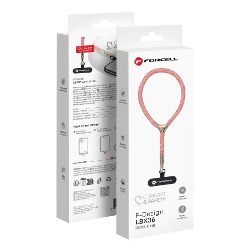FORCELL F-DESIGN L8X36 karpánt telefonhoz állítható hosszúságú (max. 18 cm hurokban) rózsaszín fehér