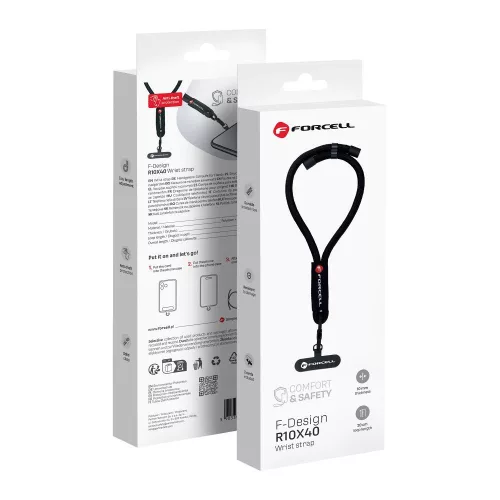 FORCELL F-DESIGN R10X40 karpánt telefonhoz állítható hosszúsággal (max. 20 cm hurokban) fekete