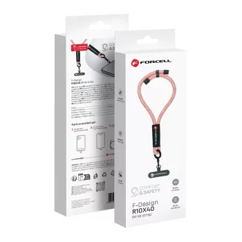   FORCELL F-DESIGN R10X40 karpánt telefonhoz állítható hosszúságú (max. 20 cm hurokban) rózsaszín fehér