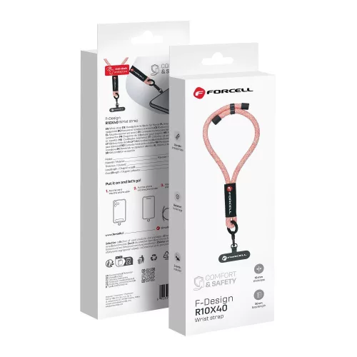 FORCELL F-DESIGN R10X40 karpánt telefonhoz állítható hosszúságú (max. 20 cm hurokban) rózsaszín fehér