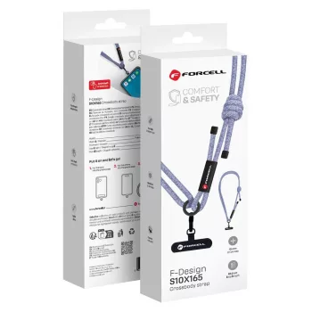   FORCELL F-DESIGN S10X165 keresztben hordozható, állítható hosszúságú (max. 82,5 cm hurokban) szürke-lila