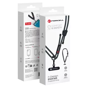   FORCELL F-DESIGN S10X165 keresztben hordozható, állítható hosszúságú (max. 82,5 cm hurokban) fekete