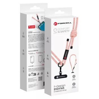   FORCELL F-DESIGN S10X165 keresztben hordozható, állítható hosszúságú (max. 82,5 cm hurokban) rózsaszín-fehér