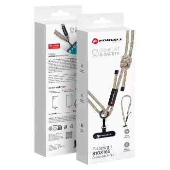   FORCELL F-DESIGN S10X165 keresztben hordozható, állítható hosszúságú (max. 82,5 cm hurokban) zöld-rózsaszín-lila