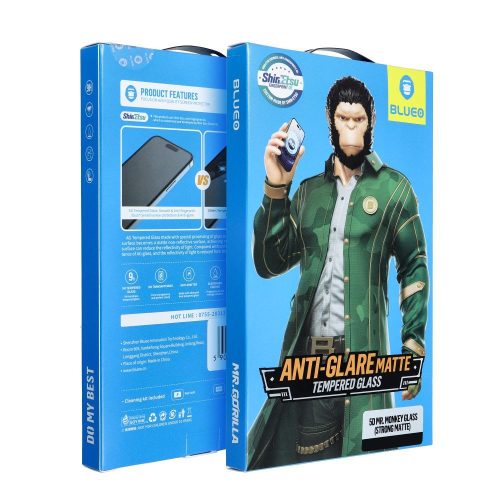 5D Mr. Monkey Glass - Apple iPhone 17 black (Strong Matte) edzett üvegfólia