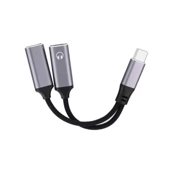Blue Star AUX 2in1 USB-C - USB-C, adapter, fekete