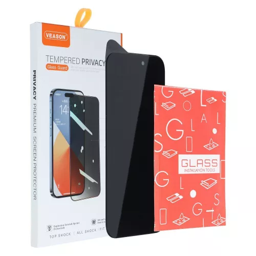 6D Pro Veason Privacy Glass iPhone 18 betekintésvédő üvegfólia, fekete