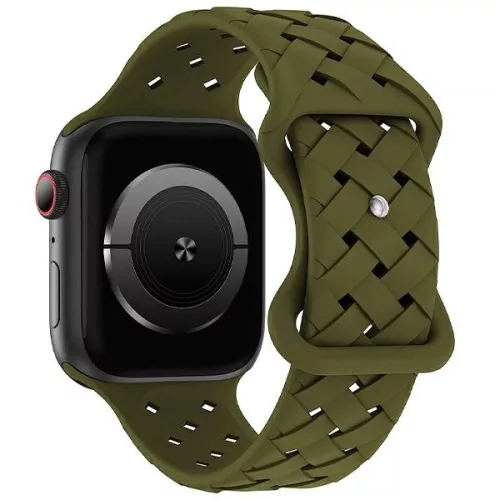 Beline óraszíj Apple Watch szilikon szőtt 38/40/41mm, zöld