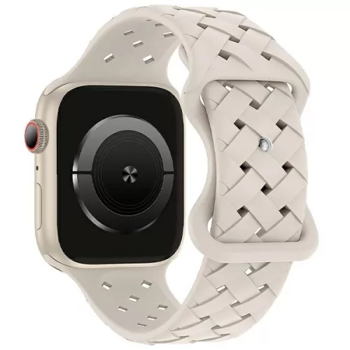 Beline óraszíj Apple Watch szilikon szőtt 42/44/45/49mm, bézs