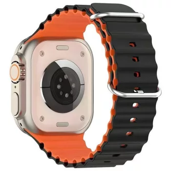   Beline Apple Watch óraszíj szilikon hullámok 38/40/41mm, fekete, narancssárga