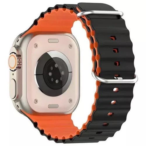 Beline Apple Watch óraszíj szilikon Waves 42/44/45/49mm, fekete, narancssárga