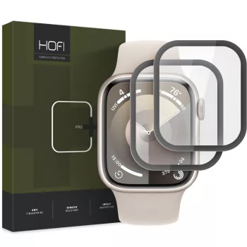   Hofi Hibrid Pro+ 2db Apple watch 7/8/9 (41 Mm) hibrid üvegfólia 5D teljes kijelzős üvegfólia, fekete