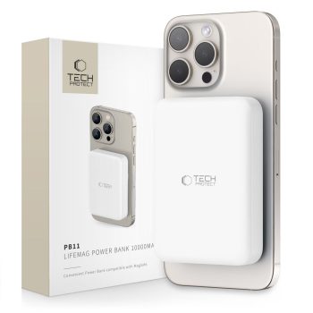   TECH-PROTECT Powerbank, külső akkumulátor PB11 LIFEMAG MAGSAFE POWER BANK 10000MAH, fehér