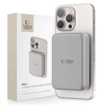   TECH-PROTECT Powerbank, külső akkumulátor PB11 LIFEMAG MAGSAFE POWER BANK 10000MAH, szürke