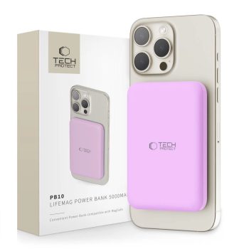   Tech-Protect LifeMag MagSafe PB10 5000mAh Power Bank, rózsaszín