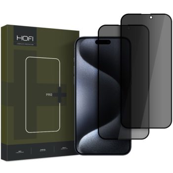   HOFI ANTI SPY GLASS PRO+ 2-PACK IPHONE 16 PRO MAX/17 PRO MAX PRIVACY edzett üvegfólia, fekete
