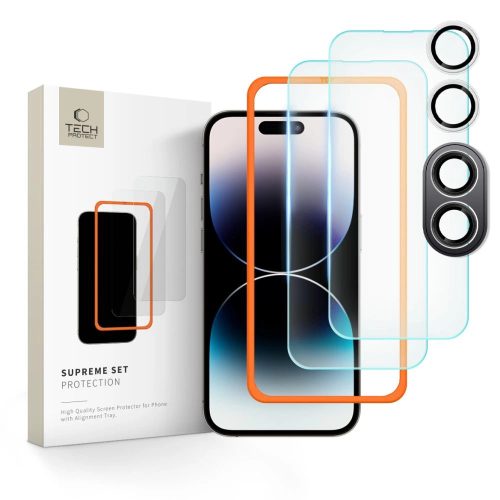Tech-Protect Supreme Set tempered glass iPhone 16, átlátszó (3 pcs.)