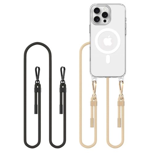 Tech-Protect FlexAir Chain MagSafe Case iPhone 16 Pro Max - átlátszó tok + 2 Lanyards (fekete és bézs)