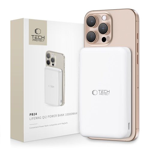 TECH-PROTECT PB24 LIFEMAG QI2 MAGSAFE POWER BANK 10000MAH, fehér