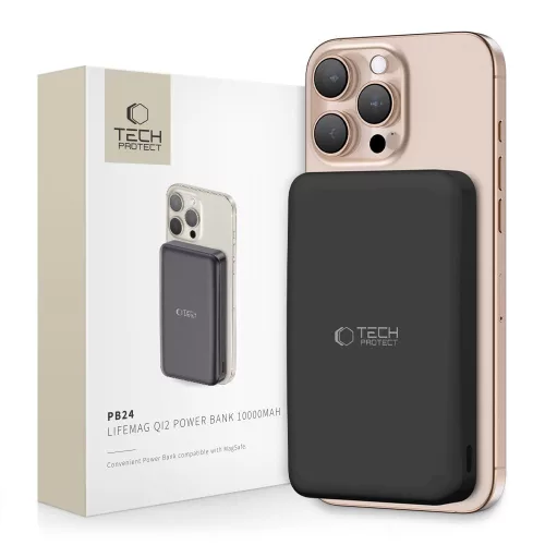 TECH-PROTECT PB24 LIFEMAG QI2 MAGSAFE POWER BANK 10000MAH, fekete