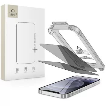   TECH-PROTECT QUICK SET SPY+ 2-PACK IPHONE 12 / 12 PRO PRIVACY betekintésvédő privacy üvegfólia