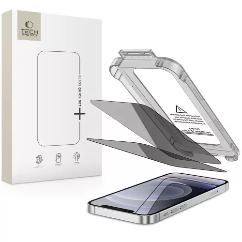 TECH-PROTECT QUICK SET SPY+ 2-PACK IPHONE 12 / 12 PRO PRIVACY betekintésvédő privacy üvegfólia