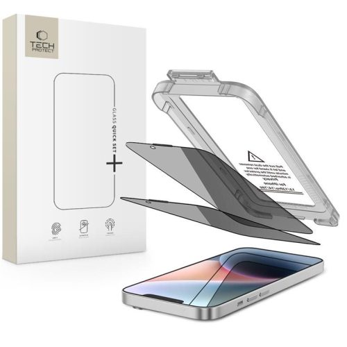 TECH-PROTECT QUICK SET SPY+ 2-PACK IPHONE 13 / 13 PRO / 14 / 16E PRIVACY betekintésvédő privacy üvegfólia