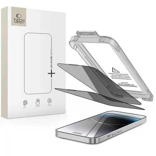 TECH-PROTECT QUICK SET SPY+ 2-PACK IPHONE 14 PRO PRIVACY betekintésvédő privacy üvegfólia
