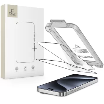   Tech-Protect Quick Set+ 2-pack tempered glass iPhone 15 Pro üvegfólia