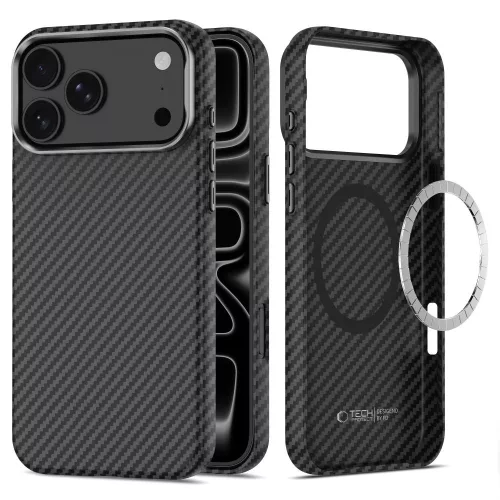 Tech-Protect Ion Carbon MagSafe iPhone 17 Pro / 18 Pro tok, fekete-ezüst