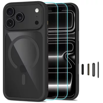   Tech-Protect MagOne MagSafe CC + Glass 2 db iPhone 17 Pro / 18 Pro tok, fekete-átlátszó