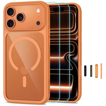   Tech-Protect MagOne MagSafe CC + Glass 2 db Cosmic Orange/Clear iPhone 17 Pro Max / 18 Pro Max tok, narancssárga-átlátszó