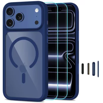  Tech-Protect MagOne MagSafe CC + Glass 2 db iPhone 17 Pro / 18 Pro tok, sötétkék-átlátszó