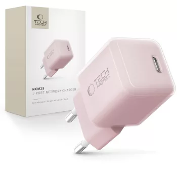   TECH-PROTECT NCM25 1-PORT hálózati töltő PD 25W, rózsaszín