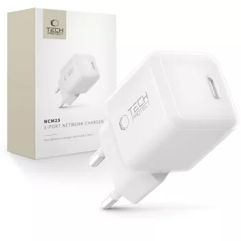 TECH-PROTECT NCM25 1-PORT hálózati töltő PD 25W, fehér