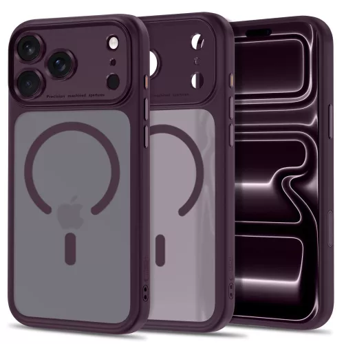 Tech-Protect MagPeak MagSafe CC Matte Dark Cherry iPhone 17 Pro Max / 18 Pro Max tok, matt bordó
