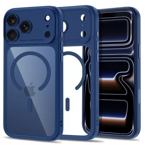 Tech-Protect MagPeak MagSafe CC iPhone 17 Pro / 18 Pro tok, sötétkék-átlátszó