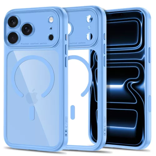 Tech-Protect MagPeak MagSafe CC iPhone 17 Pro Max / 18 Pro Max tok, világoskék-átlátszó