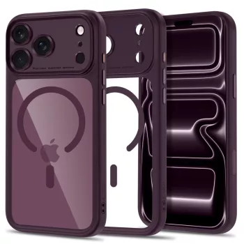   Tech-Protect MagPeak MagSafe CC Dark Cherry/Clear iPhone 17 Pro Max / 18 Pro Max tok, bordó-átlátszó