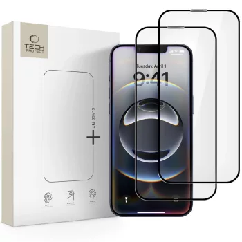   Tech-Protect Glass Fit+ 2-pack tempered glass iPhone 16e / 14 / 13 Pro / 13 edzett üvegfólia
